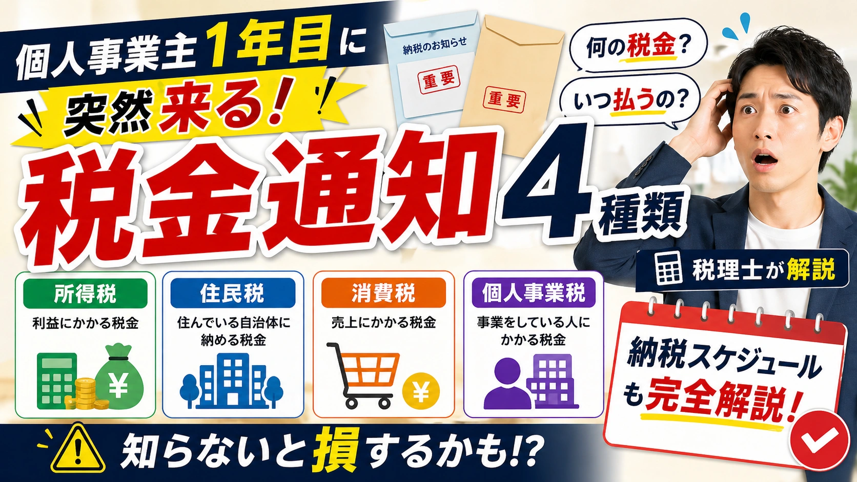 個人事業主1年目に突然来る税金通知4種類と納税スケジュール｜税理士が解説
